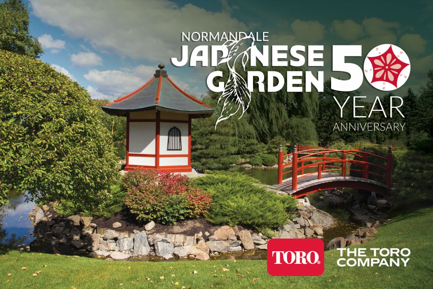 Normandale Japanese Garden with 50th Anniversary logo
